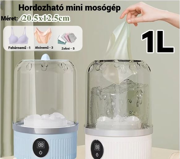 Hordozható mini mosógép – utazáshoz, kempingezéshez, kollégiumba vagy hotelbe