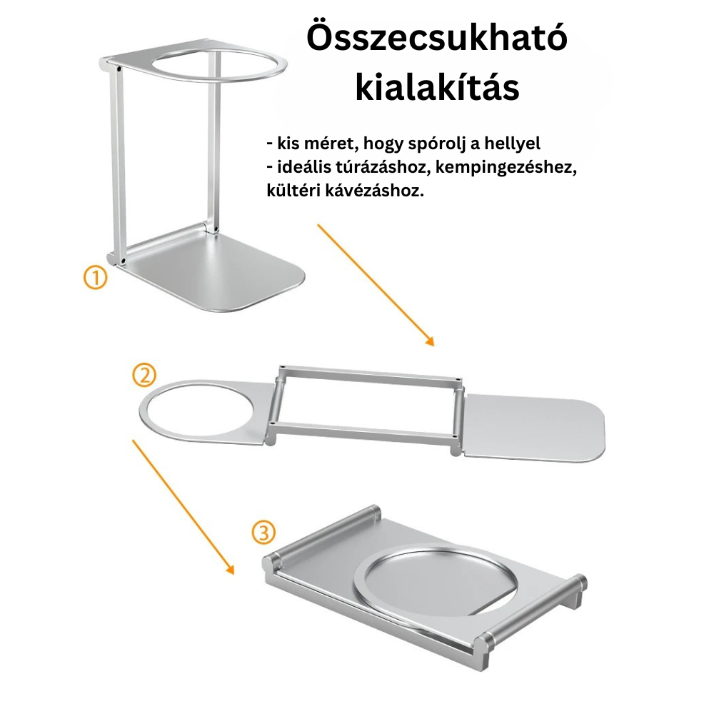 Összecsukható alumínium állvány elektromos hordozható kávéfőzőhöz