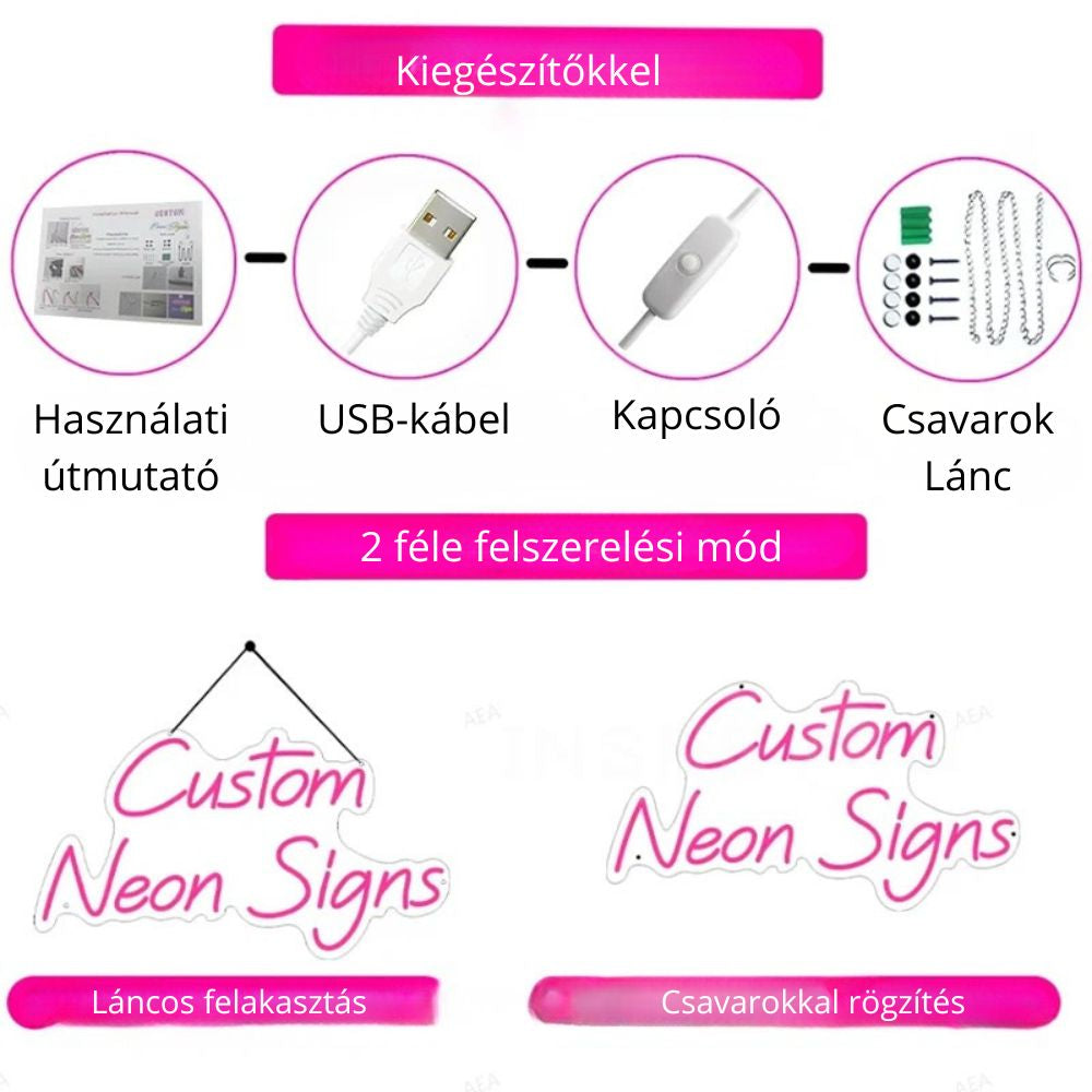Egyedi LED neon névtábla – névre szóló ajándék