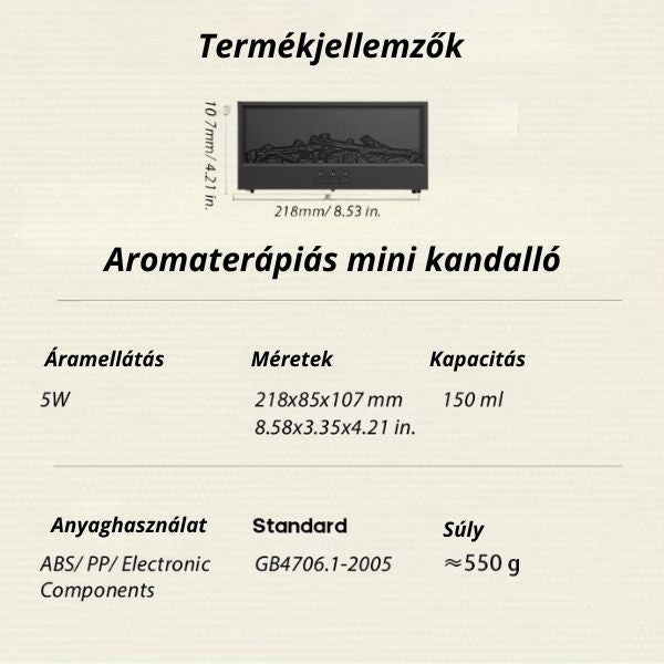 Aromaterápiás mini kandalló